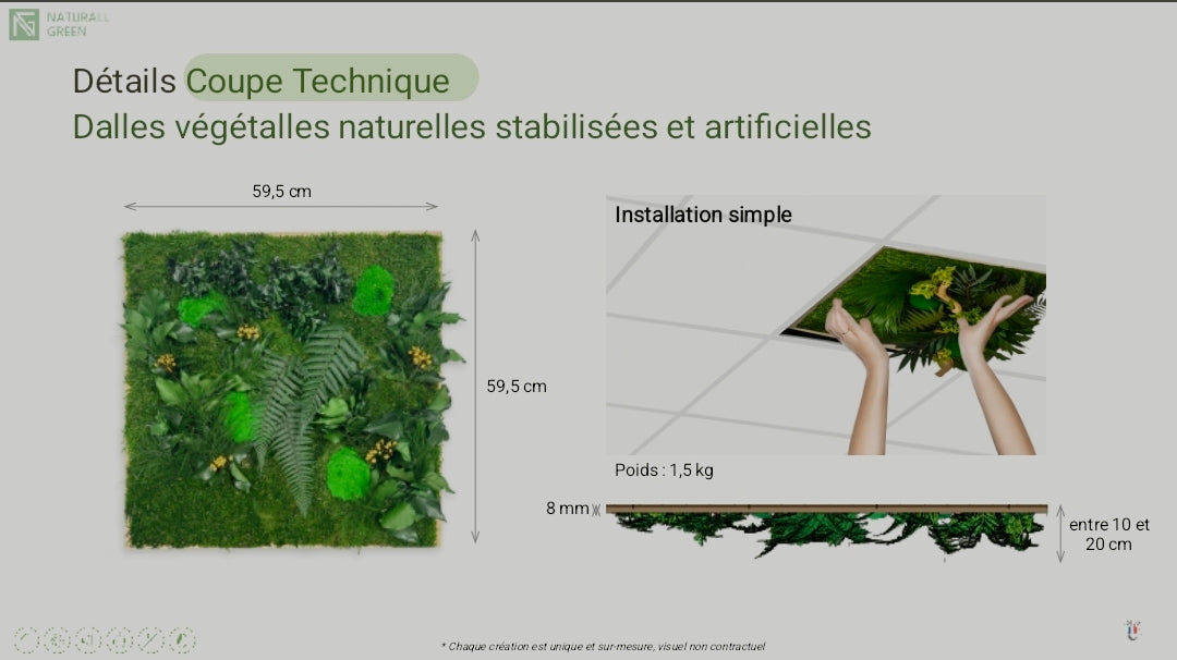 Dalle de plafond végétal artificiel Savy