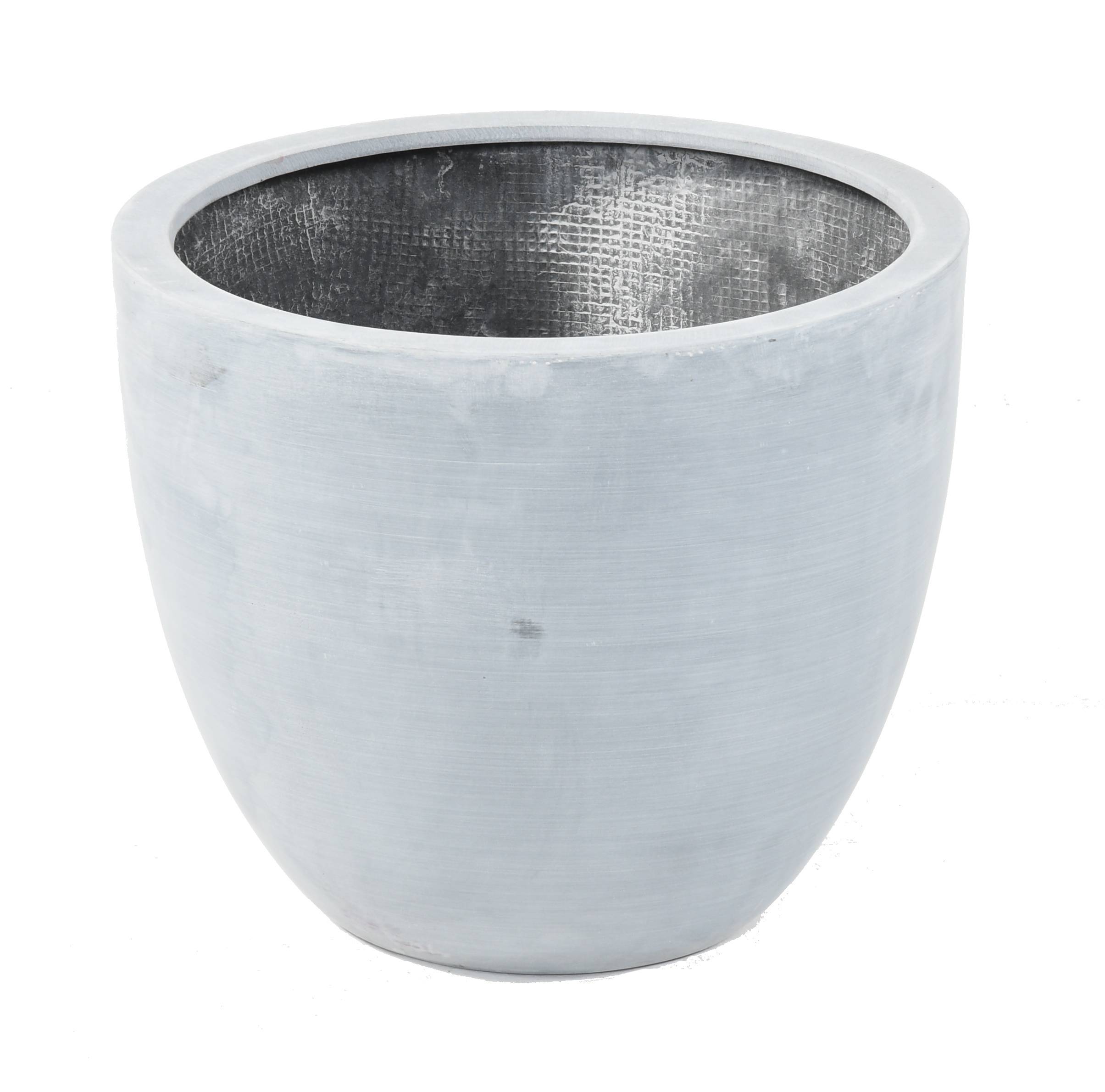 Pot rond lotus en Fiberstone gris de 35 cm