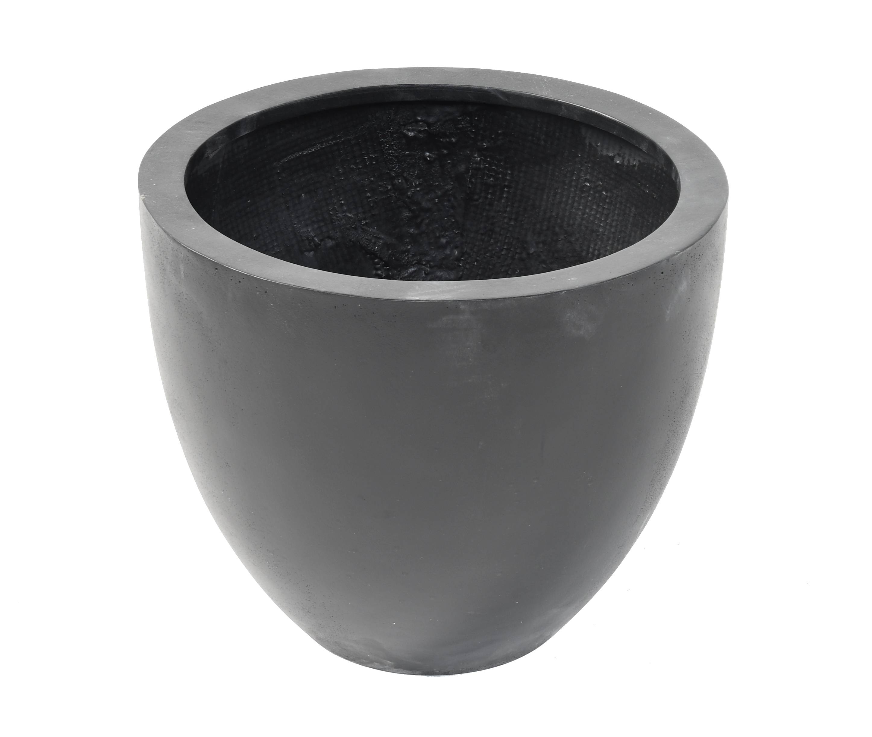 Pot rond lotus en Fiberstone noir de 35 cm