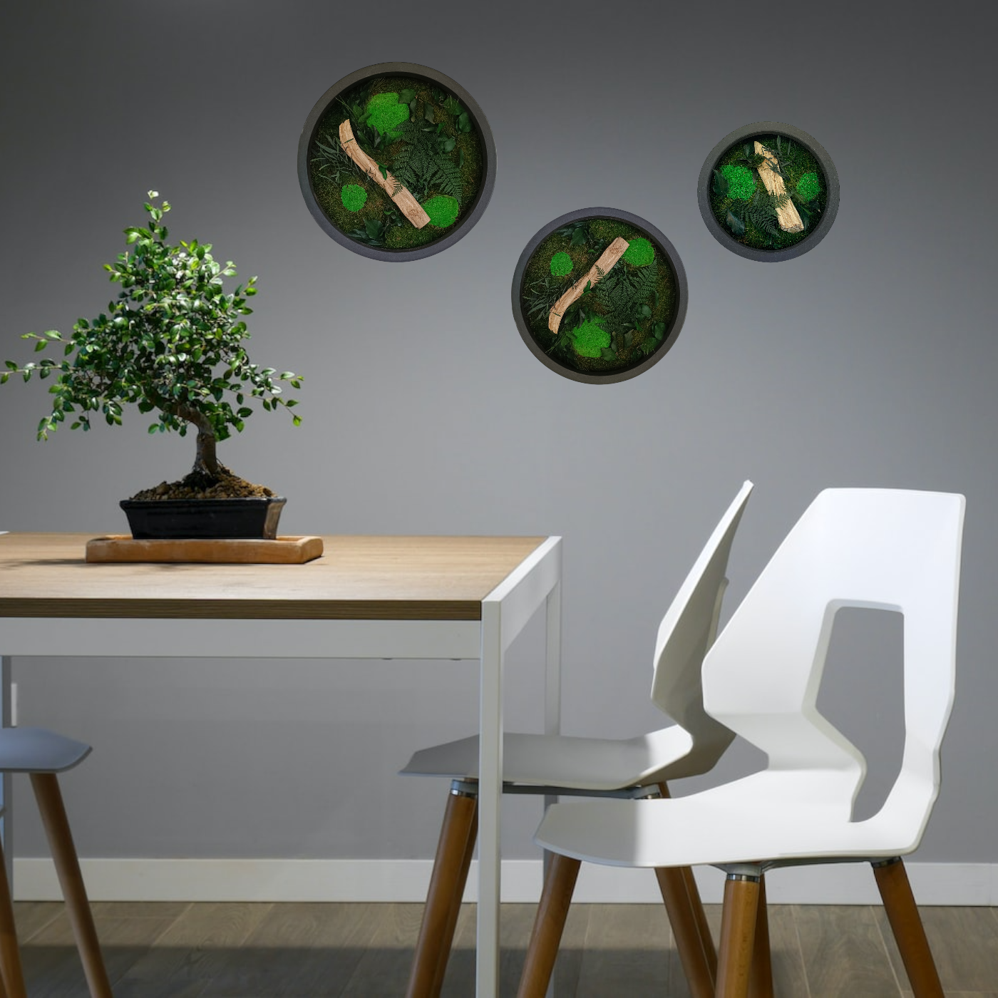 Tableau végétal naturel stabilisé rond Wood 40