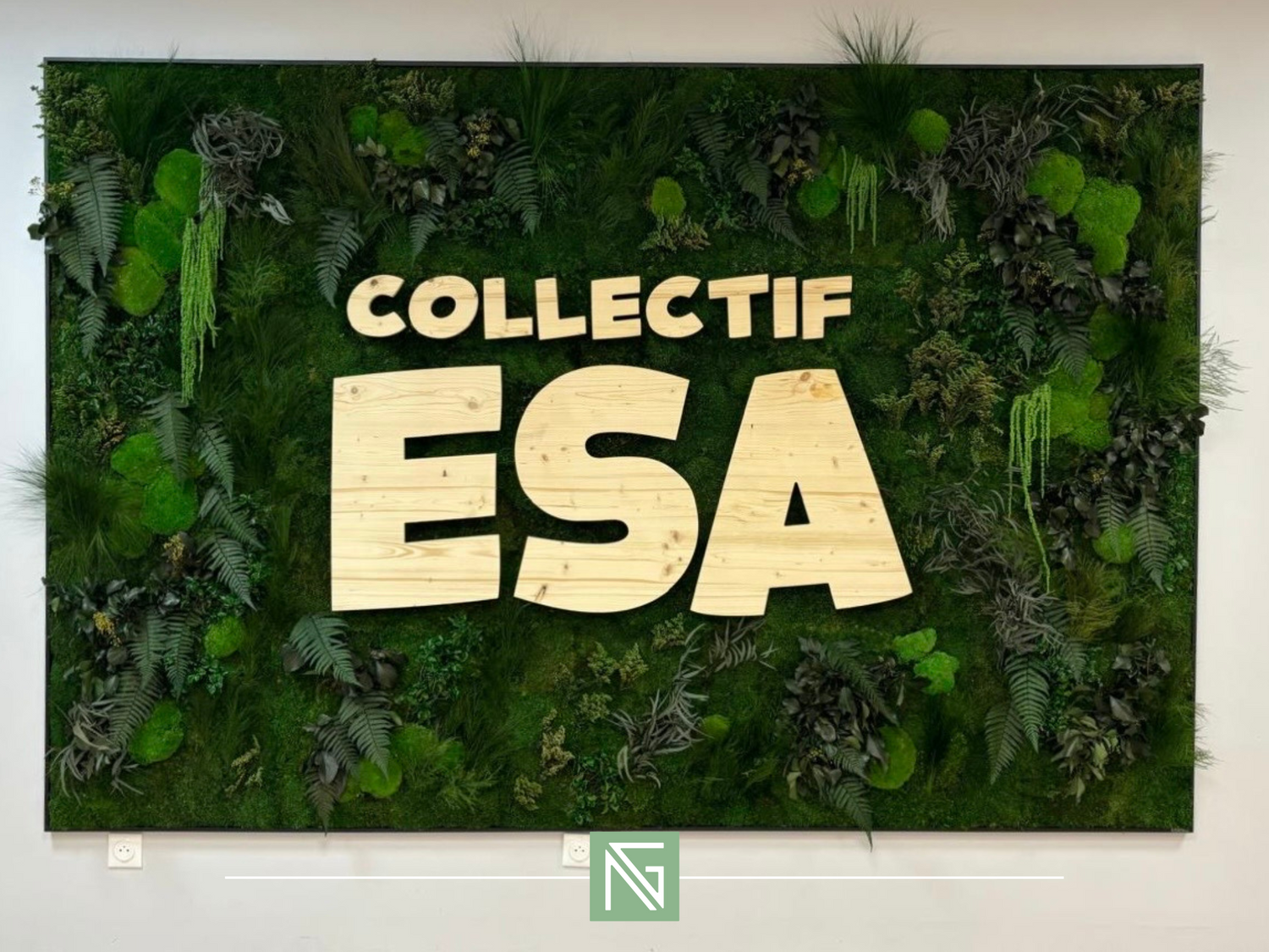 ✨Création d'un tableau végétal stabilisé avec logo en bois pour le Collectif ESA ✨