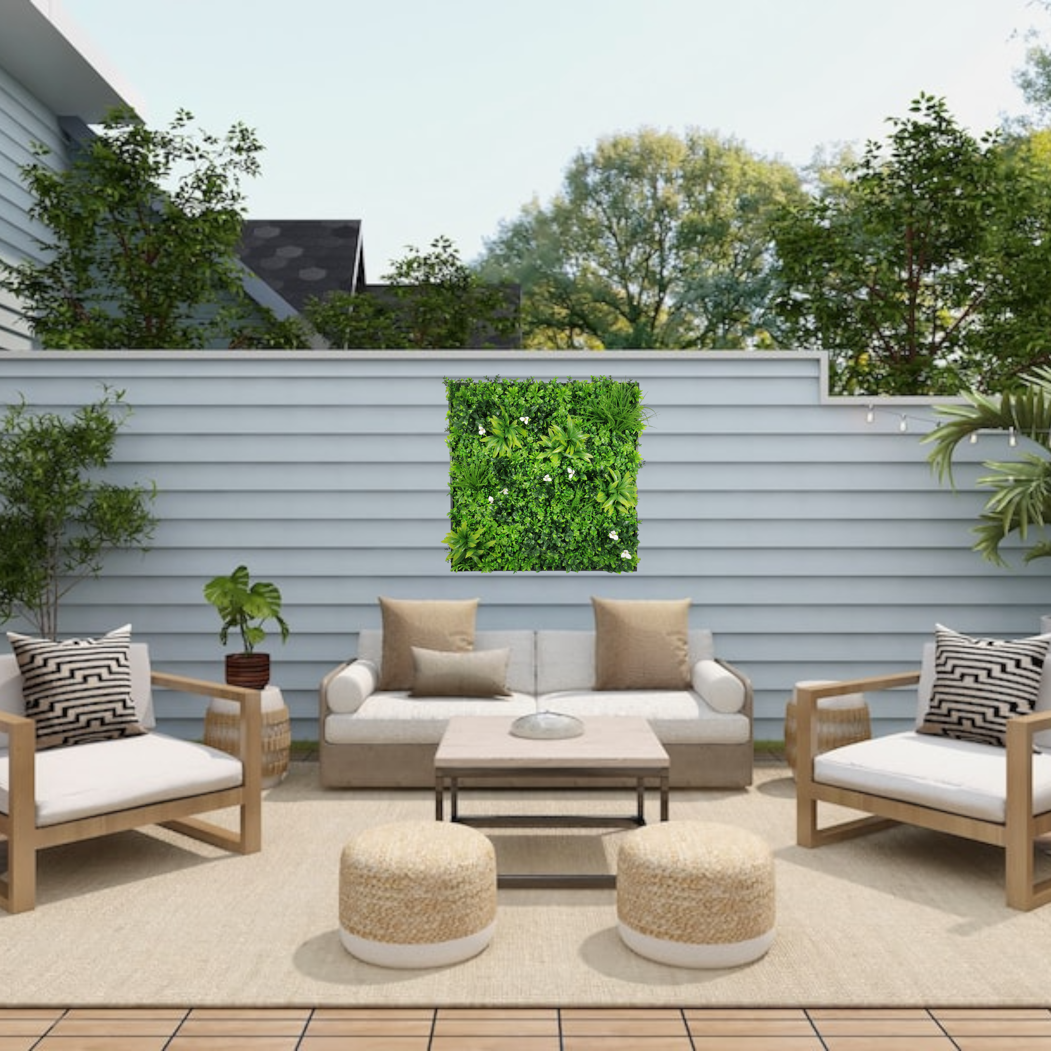 Tableau végétal artificiel intérieur/extérieur Garden 100x100 cm
